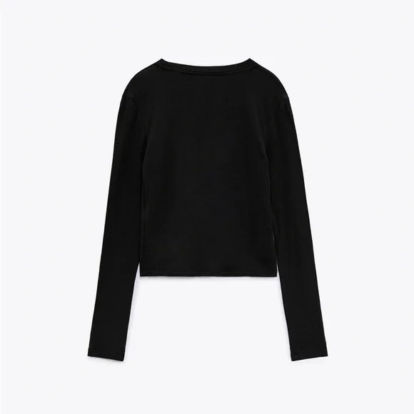 ZARA BLACK LONG SLEEVE T SHIRT - Picture 5 of 7